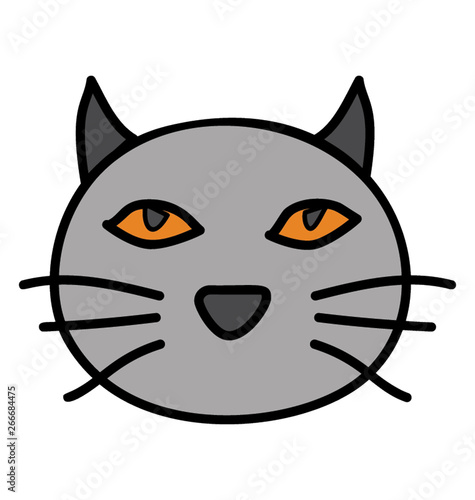 A cartoon cat face, doodle design icon
