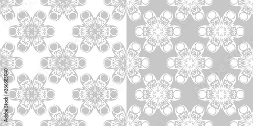 Floral seamless backgrounds. Gray and white compilation