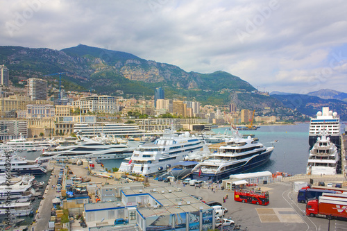 View of the port and residential area of the Principality of Monaco