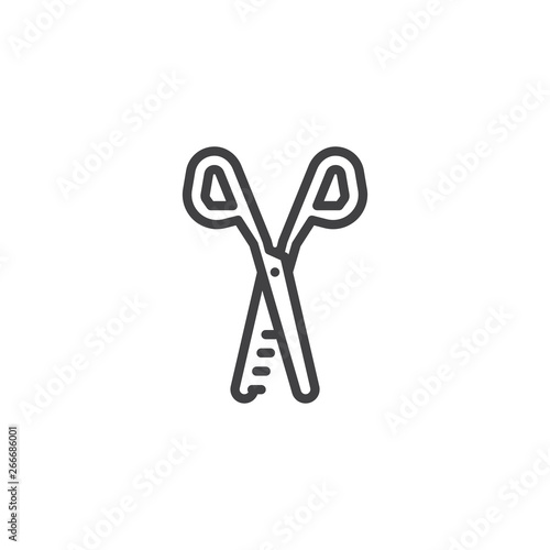 Haircut thinning scissors line icon. linear style sign for mobile concept and web design. Barber scissors outline vector icon. Symbol, logo illustration. Pixel perfect vector graphics