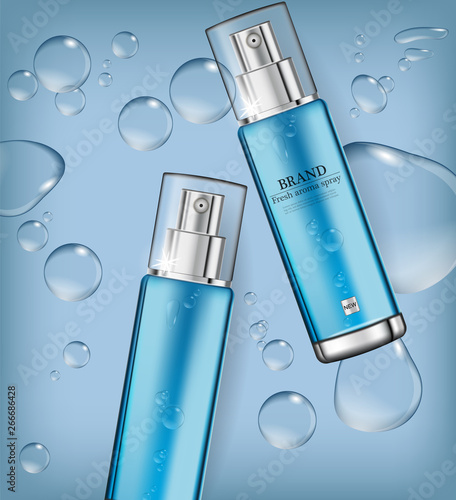 Cosmetics spray water moisturizer hydration Vector realistic. Product packagi...