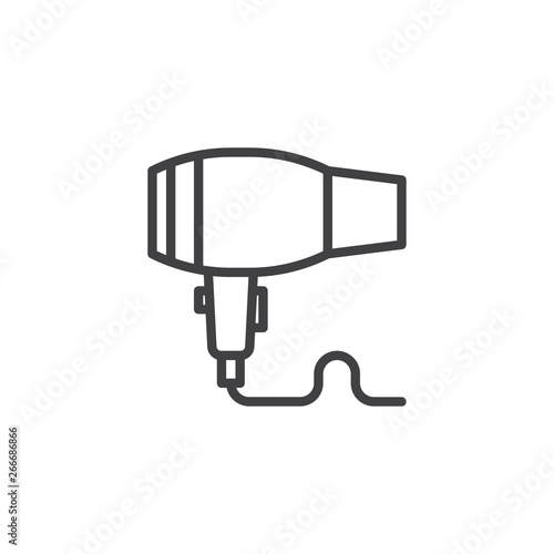Hair dryer line icon. linear style sign for mobile concept and web design. Electric hairdryer outline vector icon. Symbol  logo illustration. Pixel perfect vector graphics