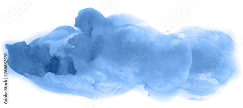 Abstract watercolor background hand-drawn on paper. Volumetric smoke elements. Blue color. For design  web  card  text  decoration  surfaces.