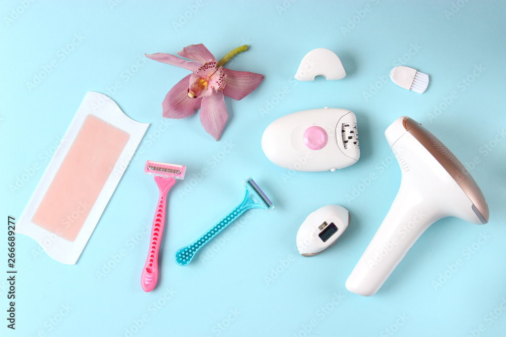 a set of different tools for home hair removal. a set of different tools for home hair removal.