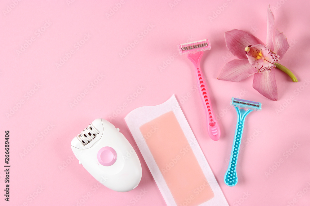a set of different tools for home hair removal. a set of different tools for home hair removal.