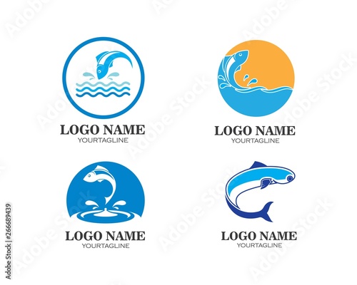 Fish logo template. Creative vector symbol of fishing