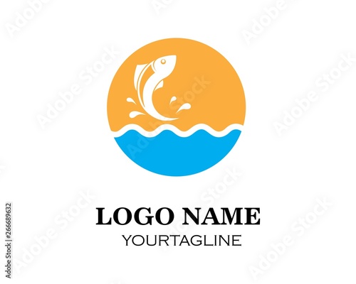 Fish logo template. Creative vector symbol of fishing