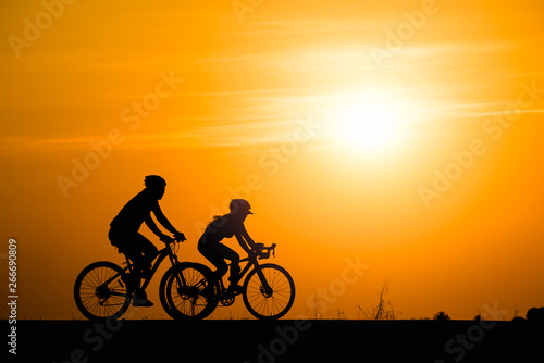 Wallpaper Mural Silhouette man cycling on sunset background Torontodigital.ca