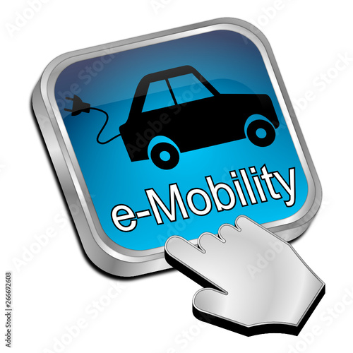 e-Mobility Button with Cursor - 3D illustration