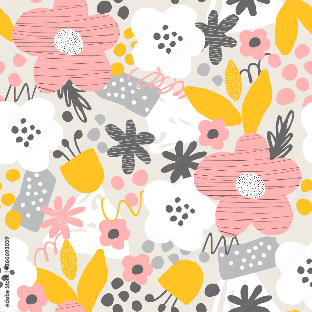 Seamless background with cutout flowers Seamless background with cutout flowers