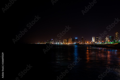 Israel  Tel Aviv  cityscape at night