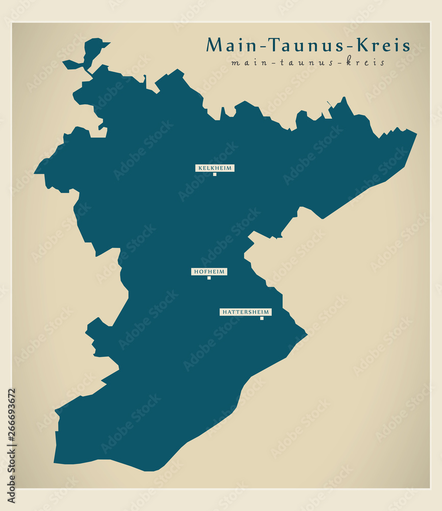 Modern Map - Main-Taunus-Kreis county of Hessen DE