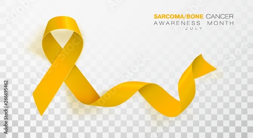 Sarcoma and Bone Cancer Awareness Week. Yellow Color Ribbon Isolated On Transparent Background. Vector Design Template For Poster.