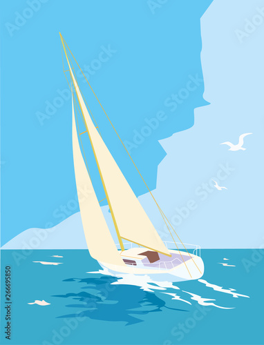 Sailing yacht in the sea