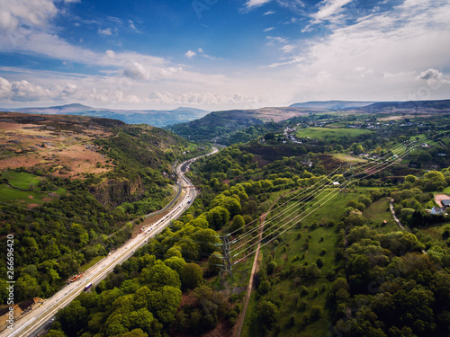 Foto Aerial view of major road works on the A465 Brynmawr to Gilwern Road Widening Sc