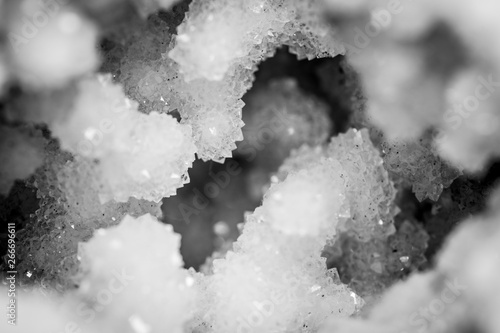 Extreme macro texture close up of salt crystals