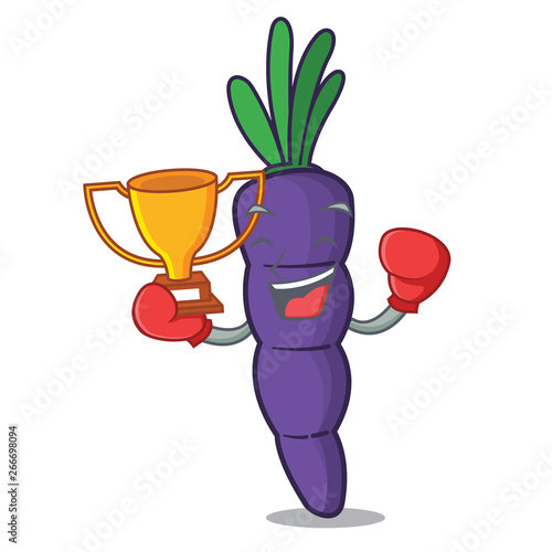 Boxing winner purple sweet potato in cartoon fridge