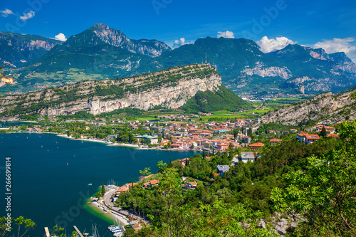 Garda Lake with mountains and small village Torbole © Anna Lurye
