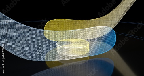 Holographic hockey background. Abstract sport image. Hockey network structure. Digital computer image. Generative picture. 3D illustration, 3D rendering