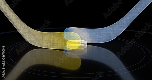 Holographic hockey background. Abstract sport image. Hockey network structure. Digital computer image. Generative picture. 3D illustration, 3D rendering