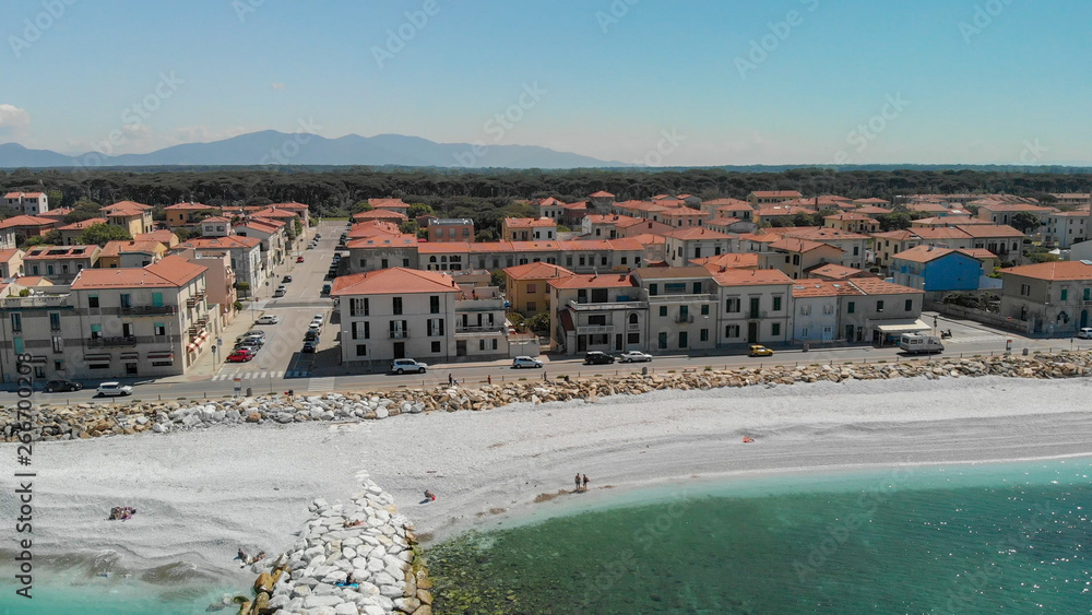 Panoramic aerial view of Marina di Pisa, Italy