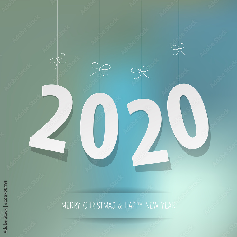 Paper 2020 digits on a blue bokeh background Paper 2020 digits on a blue bokeh background