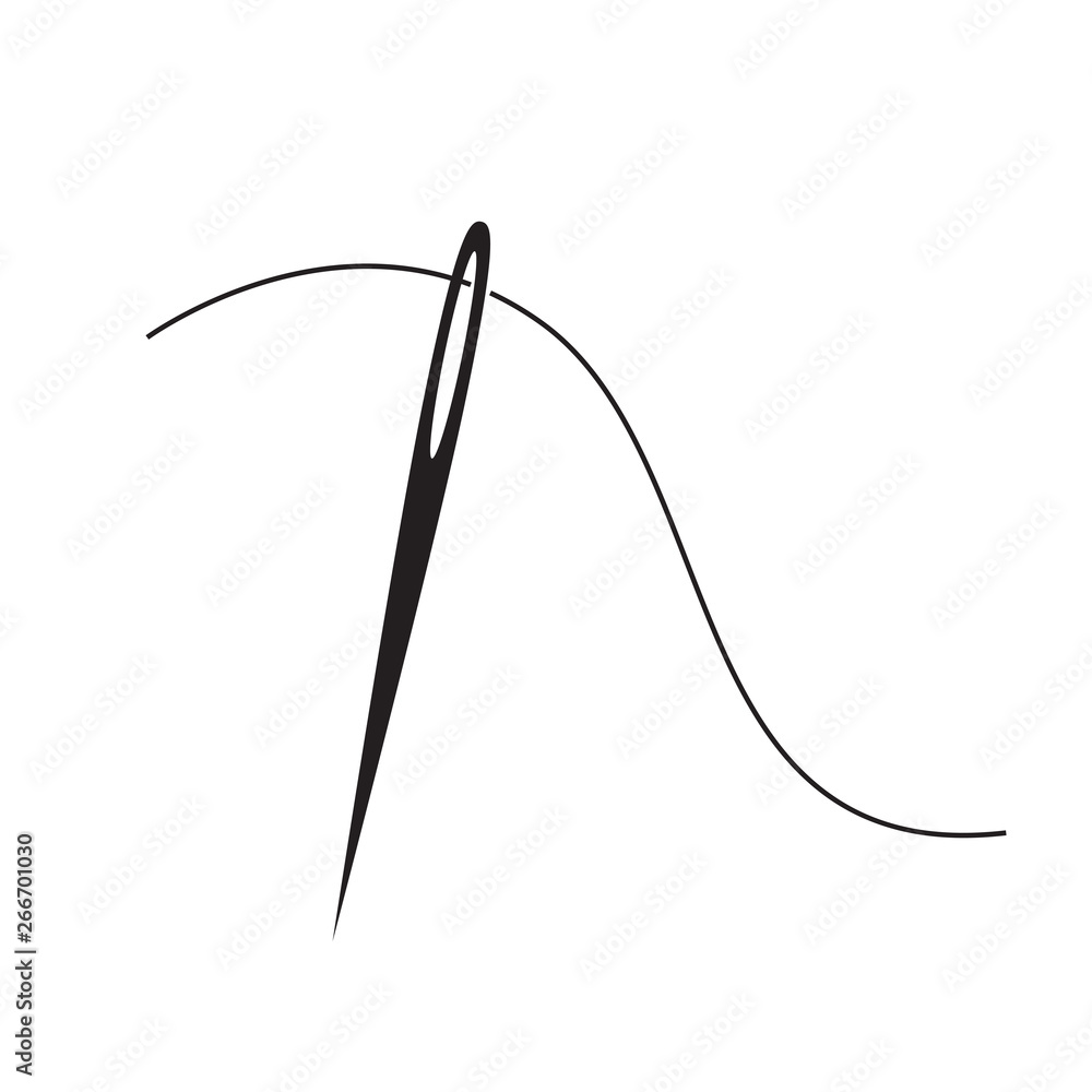 Needle and thread symbol, Sewing concept icon outline vector illustration Needle and thread symbol, Sewing concept icon outline vector illustration