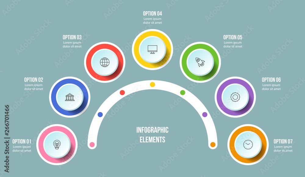 Half Circle chart, Timeline infographic templates Half Circle chart, Timeline infographic templates