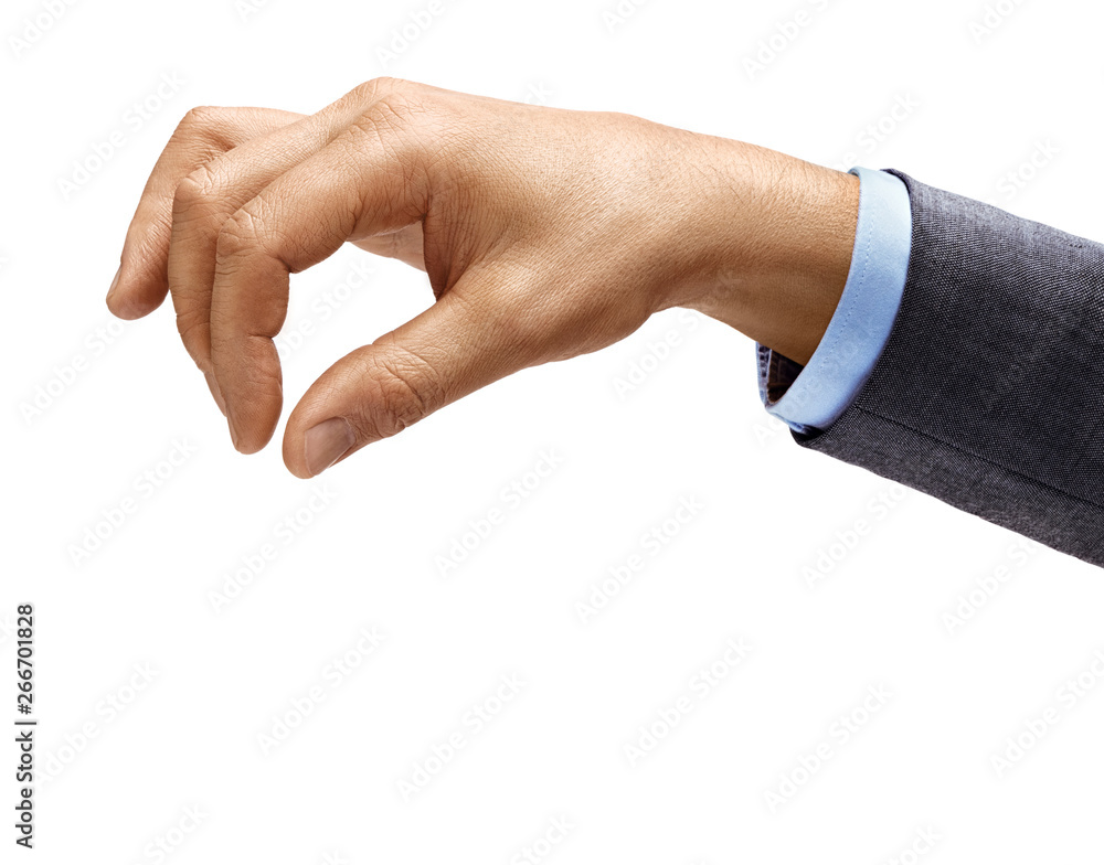 Man's hand in suit holds something isolated on white background. Close up. High resolution product. Man's hand in suit holds something isolated on white background. Close up. High resolution product.