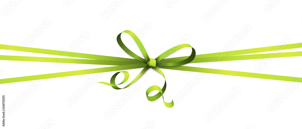 green colored ribbon bow - obrazy, fototapety, plakaty 