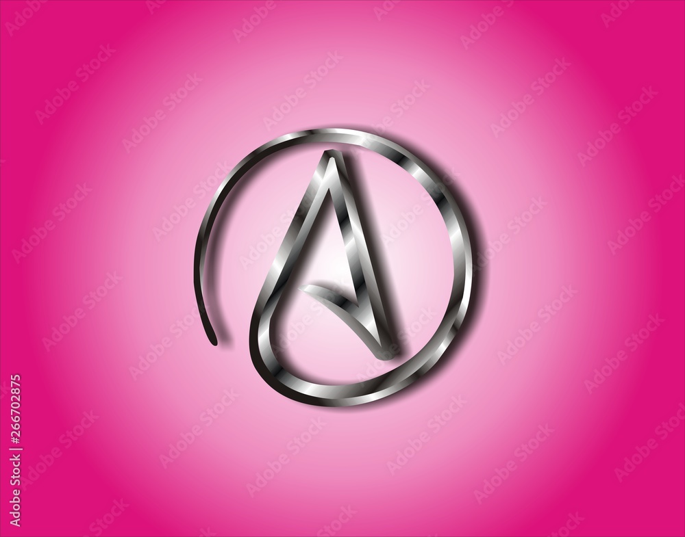 A logo Stainless steel metal and pink background symbol A logo Stainless steel metal and pink background symbol