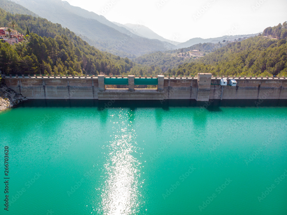 Dam and a reservoir in Guadalest valley, Spain