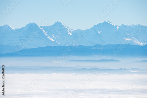 sea of fog with alps over swiss Mittelland seen from Grenchenberg with Eiger, Mönch and Jungfrau © schame87