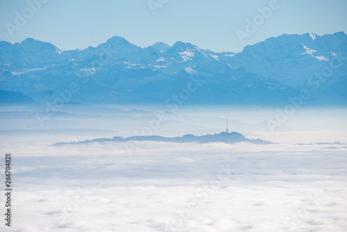 sea of fog with alps over swiss Mittelland seen from Grenchenberg