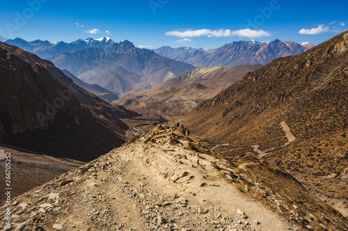 Way through Thorong la Pass, Himalaya mountains. Nepal