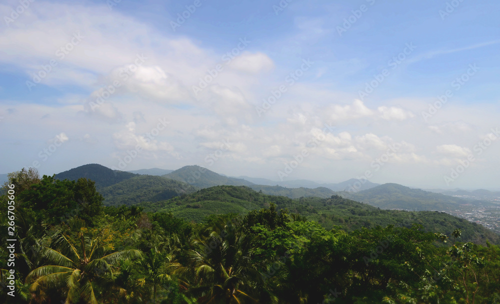 Beautiful view over the mountain range at the west of thailand