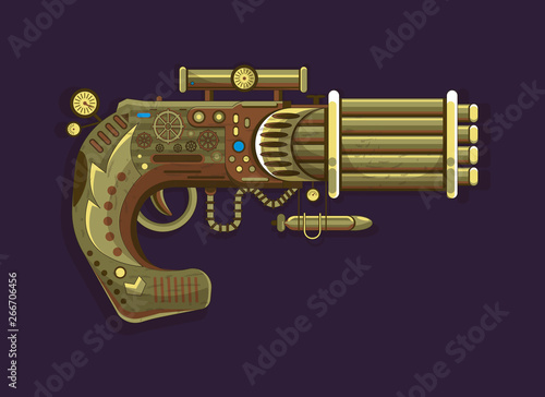 Steampunk old revolver vector concept design gun
