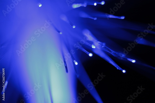Abstract view of Optical Fibers of blue color