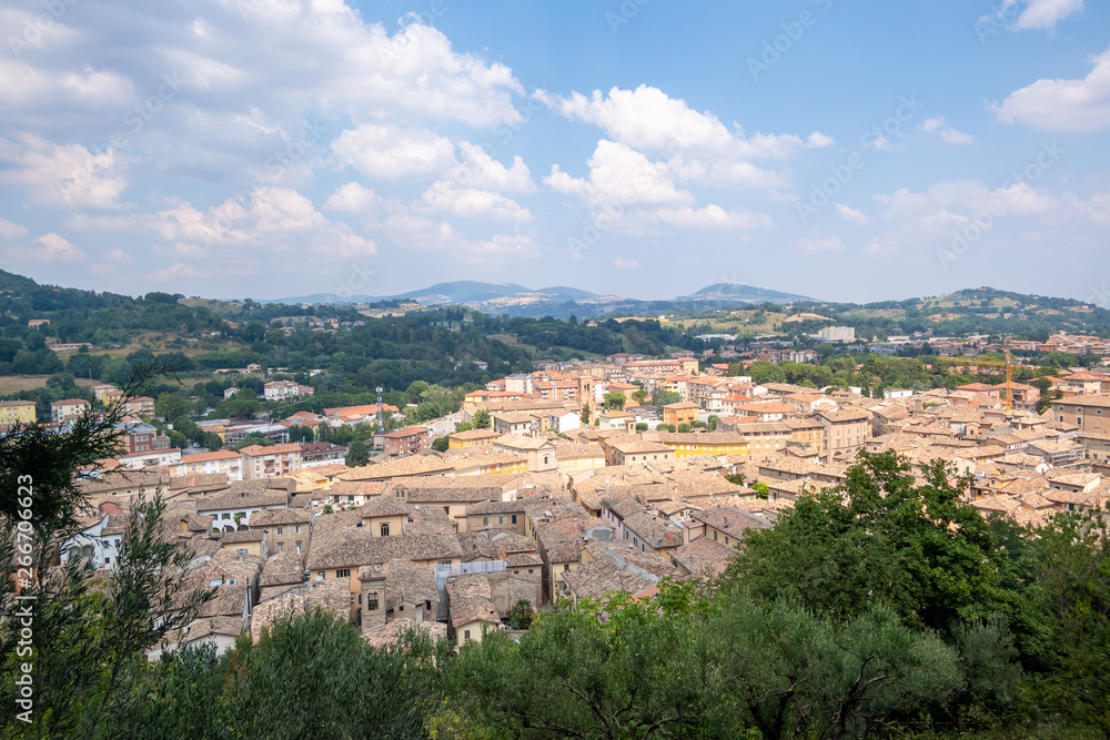 panoramic view to San Severino Marche Italy