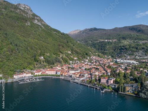 City of Dongo, Como lake. Aerial view with drone