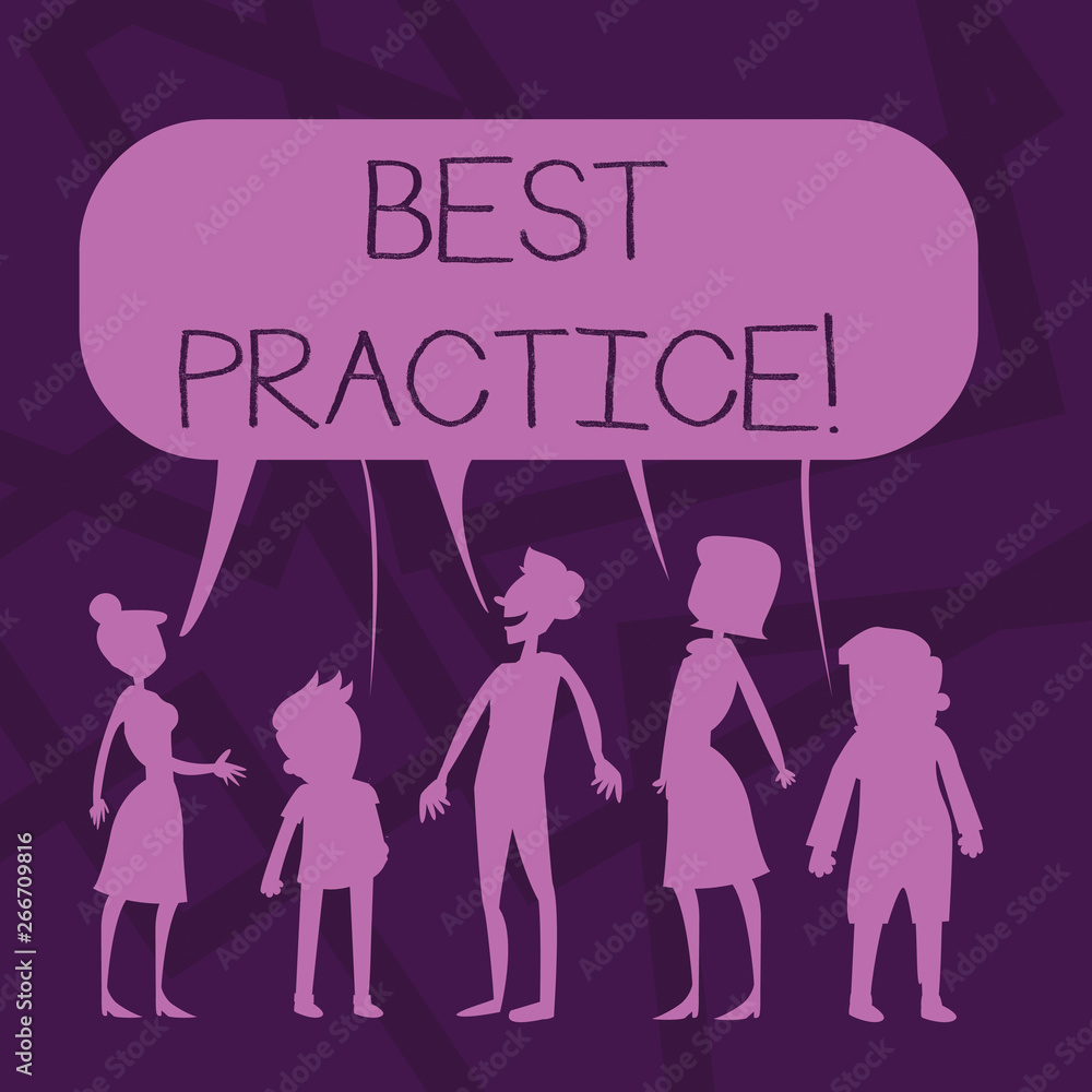 Text sign showing Best Practice. Business photo showcasing commercial or professional procedures that are accepted Silhouette Figure of People Talking and Sharing One Colorful Speech Bubble Text sign showing Best Practice. Business photo showcasing commercial or professional procedures that are accepted Silhouette Figure of People Talking and Sharing One Colorful Speech Bubble