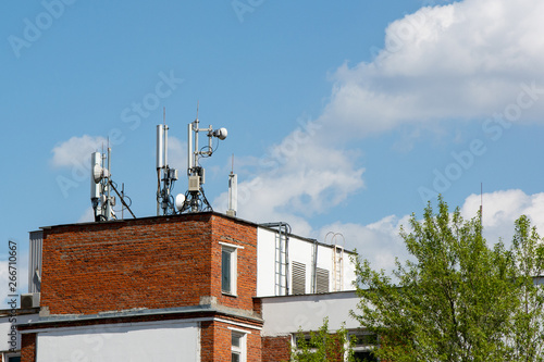 Antenna on the roof. A lot of different antennas on the roof