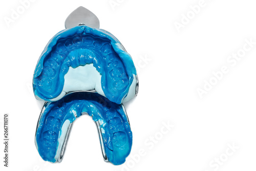 Wallpaper Mural Two dental impressions on a white background with copy space. The imprint of the tooth row of high precision. Torontodigital.ca
