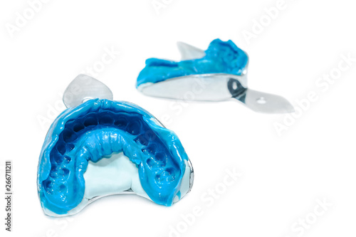 Wallpaper Mural Two dental impressions on a white background with copy space. The imprint of the tooth row of high precision. Torontodigital.ca