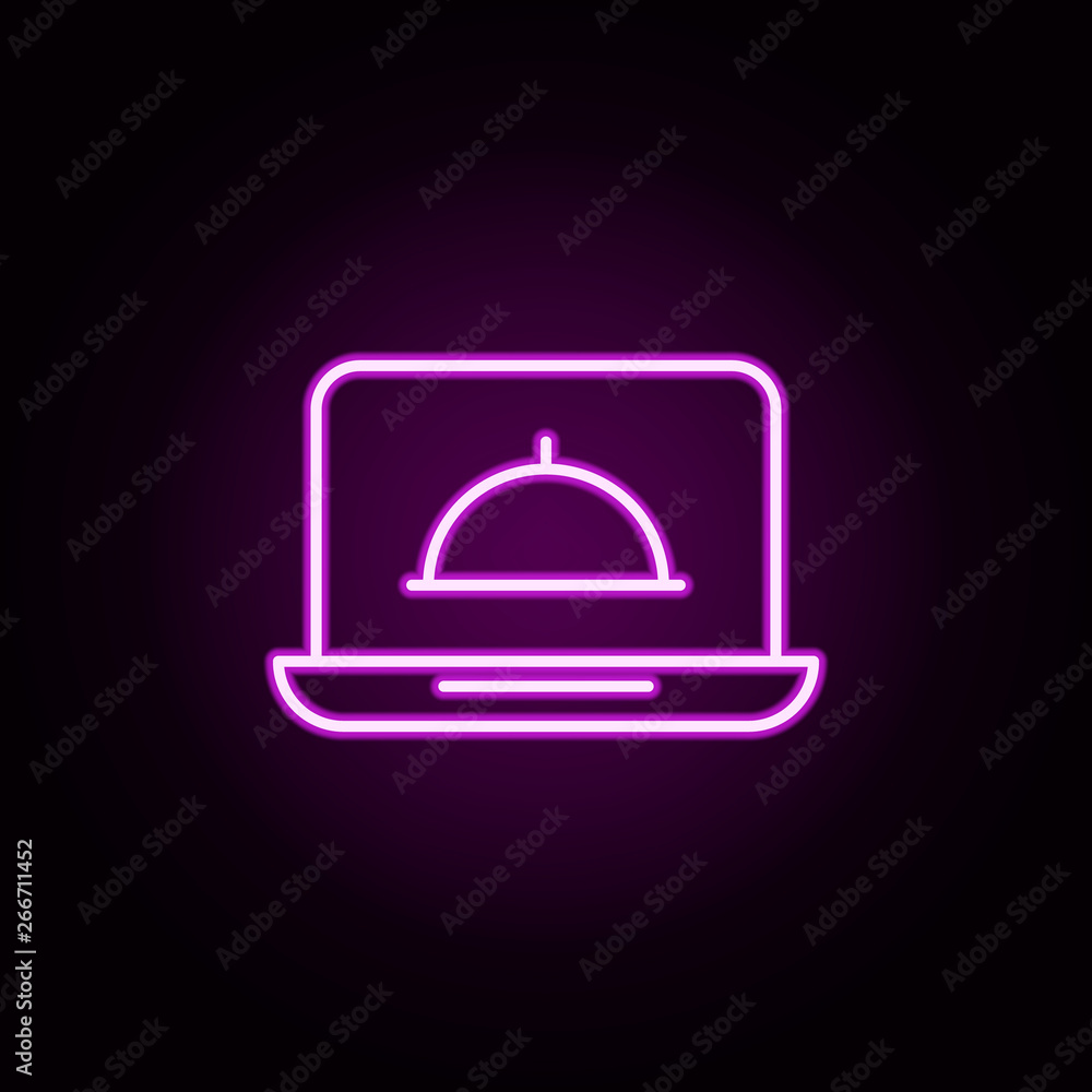food, laptop neon icon. Elements of food and drink set. Simple icon for websites, web design, mobile app, info graphics food, laptop neon icon. Elements of food and drink set. Simple icon for websites, web design, mobile app, info graphics
