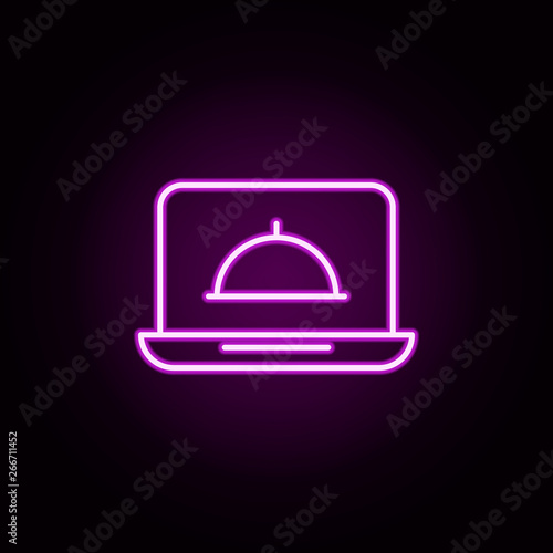 food, laptop neon icon. Elements of food and drink set. Simple icon for websites, web design, mobile app, info graphics