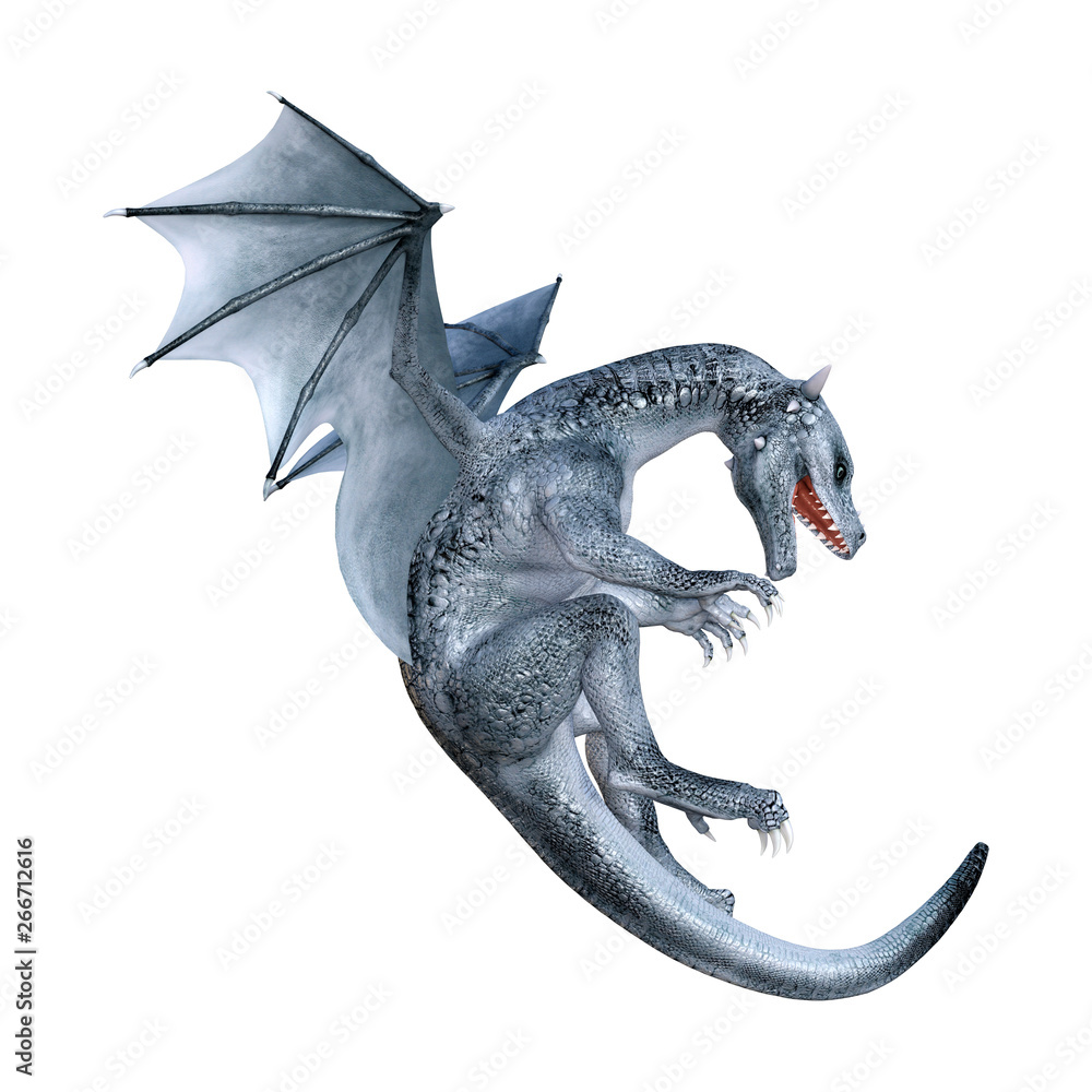 Fototapeta premium 3D Rendering Fairy Tale Dragon on White