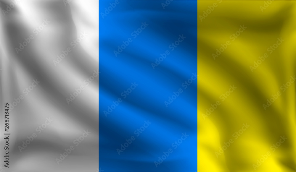 Fototapeta premium Waving Canary islands, the flag of Canary islands, vector illustration