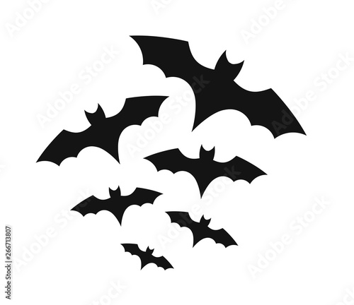 Bats colony on white background