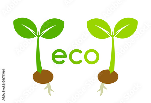 Two eco plant seedlings icons.